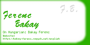 ferenc bakay business card